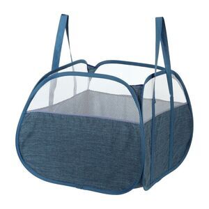 1 Pc 90L Folding Laundry Basket Breathable Hamper Blue